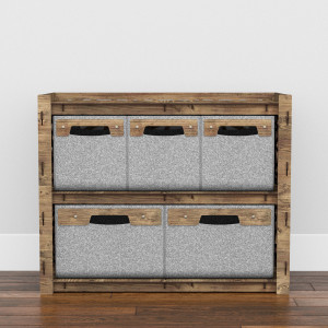 Hexagonica Низький Комод на 5 шухляд сірі кошики Stones 3М+2В (600В х 750Ш х 345Г)