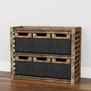 Hexagonica Низький Комод на 6 шухляд чорні кошики Brickwall 6М (600В х 750Ш х 345Г)