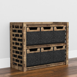 Hexagonica Низький Комод на 6 шухляд чорні кошики Brickwall 6М (600В х 750Ш х 345Г)