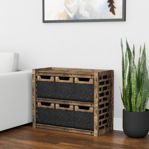 Hexagonica Низький Комод на 6 шухляд чорні кошики Brickwall 6М (600В х 750Ш х 345Г)