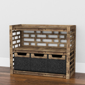 Hexagonica Низкий Комод на 3 ящика черные корзинки Brickwall 3М (600В х 750Ш х 345Г)