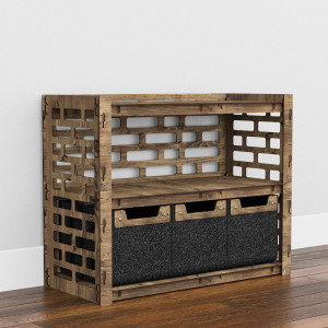 Hexagonica Низкий Комод на 3 ящика черные корзинки Brickwall 3М (600В х 750Ш х 345Г)