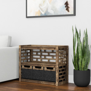 Hexagonica Низкий Комод на 3 ящика черные корзинки Brickwall 3М (600В х 750Ш х 345Г)