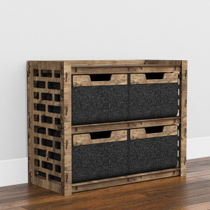 Hexagonica Низький Комод на 4 шухляди чорні кошики Brickwall 4В (600В х 750Ш х 345Г)