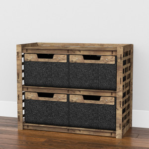 Hexagonica Низький Комод на 4 шухляди чорні кошики Brickwall 4В (600В х 750Ш х 345Г)