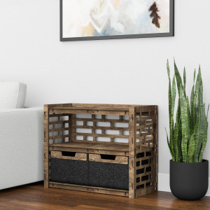 Hexagonica Низкий Комод на 2 ящика черные корзинки Brickwall 2В (600В х 750Ш х 345Г)