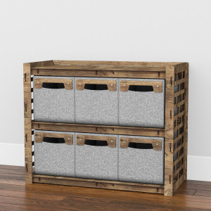 Hexagonica Низкий Комод 6 ящиков серые корзинки Brickwall 6М (600В х 750Ш х 345Г)