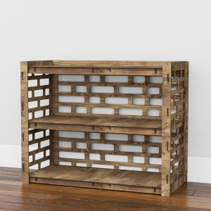 Hexagonica Низкий Комод на 5 ящиков серые корзинки Brickwall 3М+2В (600В х 750Ш х 345Г)