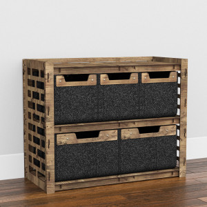 Hexagonica Низький Комод  на 5 шухляд чорні кошики Brickwall 3М+2В (600В х 750Ш х 345Г)