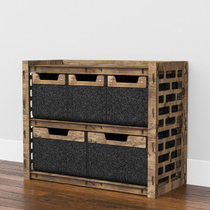 Hexagonica Низький Комод  на 5 шухляд чорні кошики Brickwall 3М+2В (600В х 750Ш х 345Г)