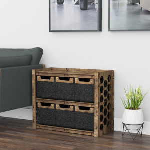 Hexagonica Низький Комод на 6 шухляд чорні кошики Honeycomb 6М (600В х 750Ш х 345Г)