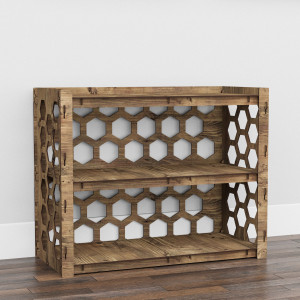 Hexagonica Низкий Комод на 3 ящика черные корзинки Honeycomb 3М (600В х 750Ш х 345Г)