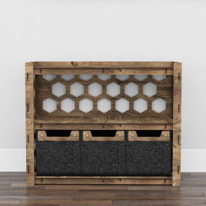 Hexagonica Низкий Комод на 3 ящика черные корзинки Honeycomb 3М (600В х 750Ш х 345Г)