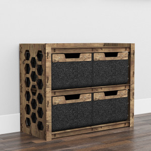 Hexagonica Низький Комод на 4 шухляди чорні кошики Honeycomb 4В (600В х 750Ш х 345Г)