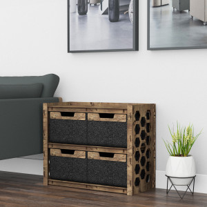 Hexagonica Низький Комод на 4 шухляди чорні кошики Honeycomb 4В (600В х 750Ш х 345Г)