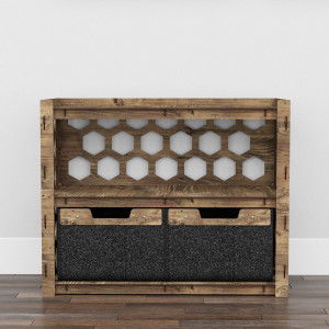 Hexagonica Низкий Комод на 2 ящика черные корзинки Honeycomb 2В (600В х 750Ш х 345Г)