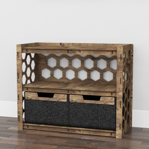 Hexagonica Низкий Комод на 2 ящика черные корзинки Honeycomb 2В (600В х 750Ш х 345Г)