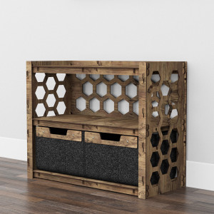 Hexagonica Низкий Комод на 2 ящика черные корзинки Honeycomb 2В (600В х 750Ш х 345Г)