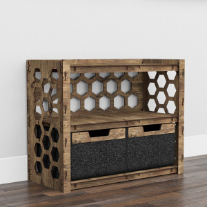 Hexagonica Низкий Комод на 2 ящика черные корзинки Honeycomb 2В (600В х 750Ш х 345Г)