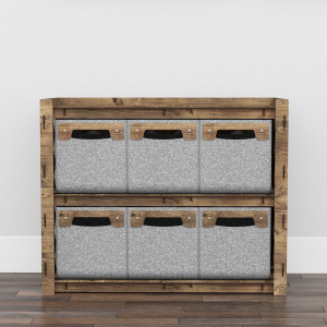 Hexagonica Низький Комод 6 шухляд сірі кошики Honeycomb 6М (600В х 750Ш х 345Г)