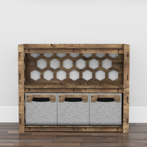 Hexagonica Низкий Комод на 3 ящика серые корзинки Honeycomb 3М (600В х 750Ш х 345Г)