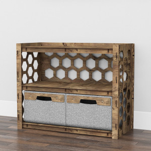 Hexagonica Низкий Комод на 2 ящика серые корзинки Honeycomb 2В (600В х 750Ш х 345Г)