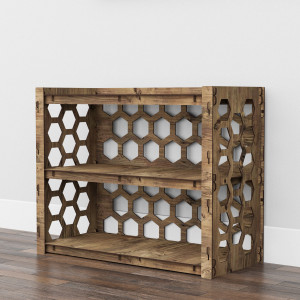 Hexagonica Низкий Комод на 2 ящика серые корзинки Honeycomb 2В (600В х 750Ш х 345Г)