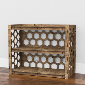 Hexagonica Низкий Комод  на 5 ящиков черные корзинки Honeycomb 3М+2В (600В х 750Ш х 345Г)