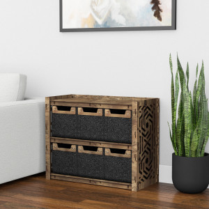 Hexagonica Низкий Комод на 6 ящиков черные корзинки Chevron 6М (600В х 750Ш х 345Г)