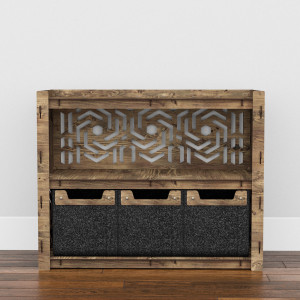 Hexagonica Низкий Комод на 3 ящика черные корзинки Chevron 3М (600В х 750Ш х 345Г)