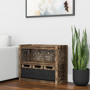 Hexagonica Низкий Комод на 3 ящика черные корзинки Chevron 3М (600В х 750Ш х 345Г)