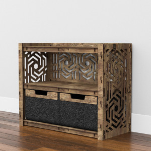 Hexagonica Низкий Комод на 2 ящика черные корзинки Chevron 2В (600В х 750Ш х 345Г)