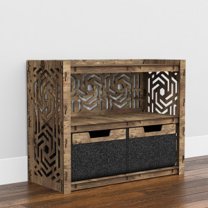Hexagonica Низкий Комод на 2 ящика черные корзинки Chevron 2В (600В х 750Ш х 345Г)