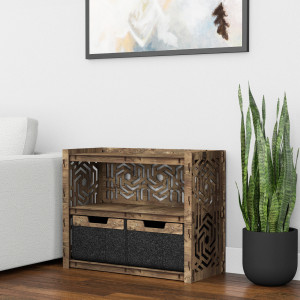 Hexagonica Низкий Комод на 2 ящика черные корзинки Chevron 2В (600В х 750Ш х 345Г)