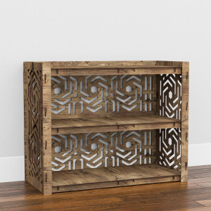Hexagonica Низкий Комод на 3 ящика серые корзинки Chevron 3М (600В х 750Ш х 345Г)