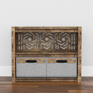 Hexagonica Низкий Комод на 2 ящика серые корзинки Chevron 2В (600В х 750Ш х 345Г)