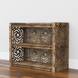 Hexagonica Низкий Комод на 2 ящика серые корзинки Chevron 2В (600В х 750Ш х 345Г)