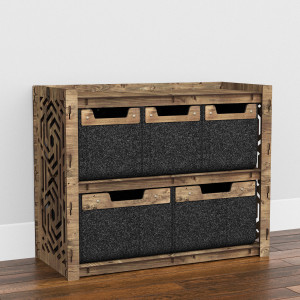 Hexagonica Низький Комод  на 5 шухляд чорні кошики Chevron 3М+2В (600В х 750Ш х 345Г)