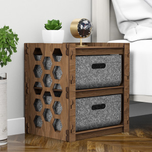 Hexagonica Прикроватная Тумба Honeycomb на 2 ящика серые корзинки 2В (450В х 413Ш х 345Г)