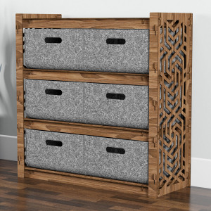 Hexagonica Комод на 6 корзинок серых Chevron 6В (750В х 750Ш х 300Г)