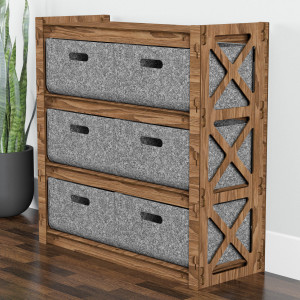 Hexagonica Комод на 6 ящиков серые корзинки Provence 6В (750В х 750Ш х 300Г)