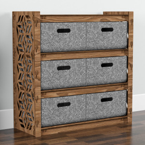 Hexagonica Комод на 6 ящиков серые корзинки Flower 6В (750В х 750Ш х 300Г)