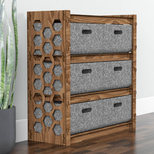 Hexagonica Комод на 6 ящиков серые корзинки Honeycomb 6В (750В х 750Ш х 300Г)